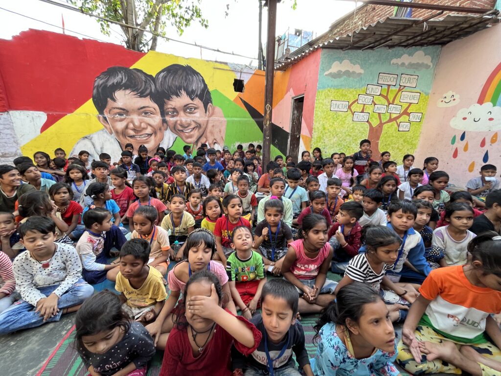 Children studying in a classroom